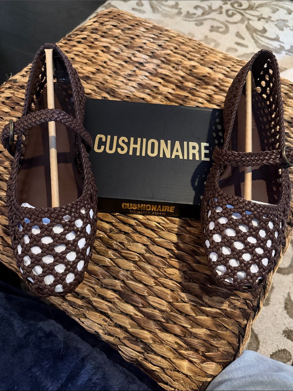 Cushionaire Brown Woven Mary Jane Flats